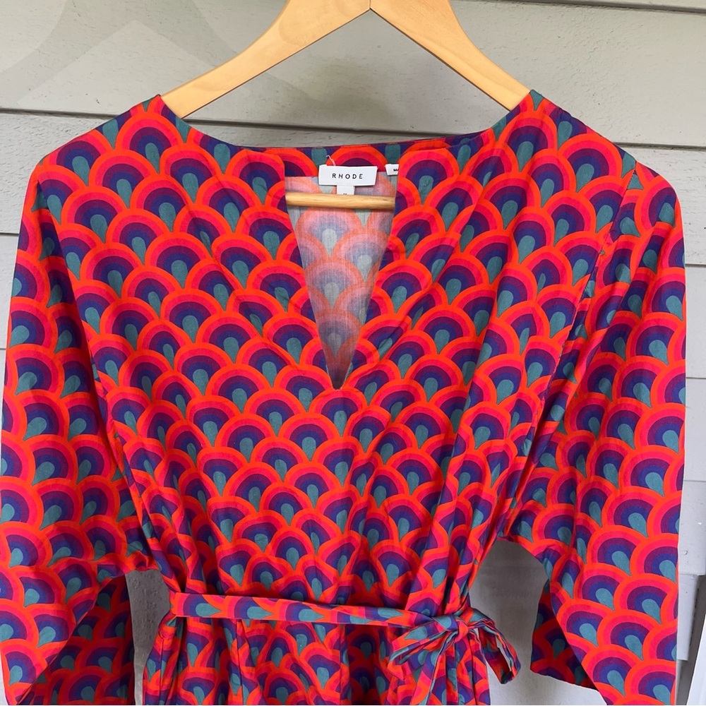 Rhode Mini Dress Ruffled Belted Red Summer Ryan US M - Picture 3 of 9